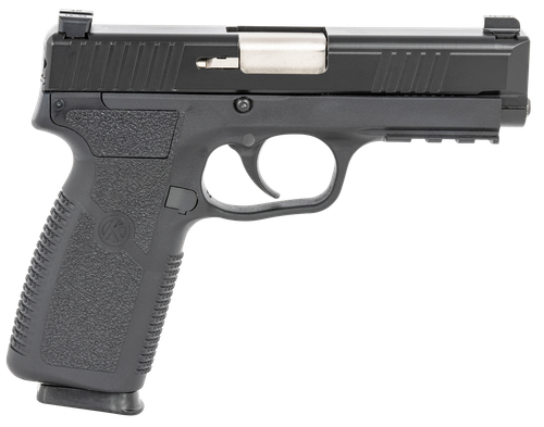 Kahr Arms TP90S94N TP9-2  9mm Luger Caliber with 4" Barrel, 8+1 Capacity, Black Finish Picatinny Rail Frame, Serrated Matte Black Stainless Steel Slide, Textured Polymer Grip & TruGlo Night Sights