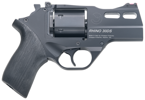 Chiappa Firearms 340289 Rhino 30DS  Small Frame 357 Mag 6 Shot, 3" Black Anodized Steel Vent Rib Barrel, Blued Steel Cylinder, Black Anodized Aluminum Frame, Black Rubber Grip, Concealed Hammer