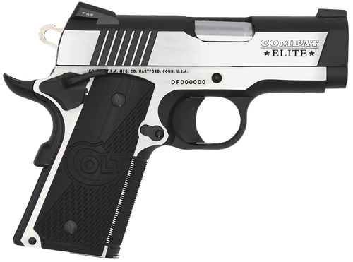 Colt Mfg O7082CE Combat Elite Commander Compact Frame 9mm Luger 8+1, 3" Stainless Steel Barrel, Two-Tone Serrated Stainless Steel Slide & Frame w/Beavertail, Black Scalloped G10 Grip, Ambidextrous