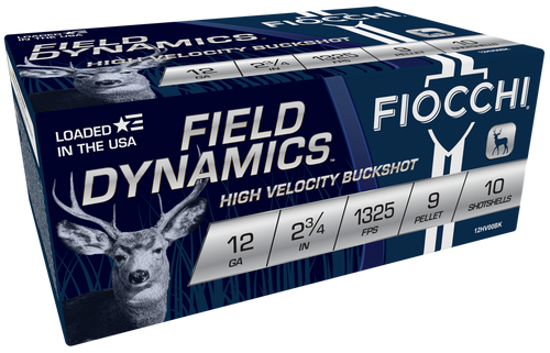 Fiocchi 12HV9P Field Dynamics  12Gauge 2.75" 9Pellets 00Buck Shot 10 Per Box/25 Case