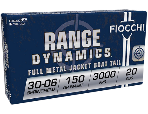 Fiocchi 3006A Range Dynamics  30-06Springfield 150gr Full Metal Jacket Boat Tail 20 Per Box/10 Case