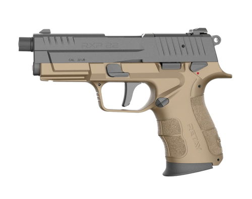Retay USA RXP22FDEBLKS13TH RXP 22 LR 13+1 4" Threaded Barrel, Black Cerakote Optic Ready/Serrated Slide, Flat Dark Earth Cerakote Polymer Frame w/Accessory Rail, RMR/RMSc Footprint