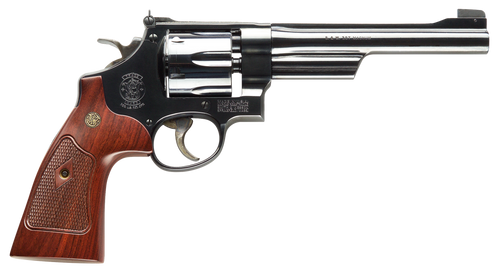 Smith & Wesson 150341 Model 27 Classic 357 Mag or 38 S&W Spl +P Blued Carbon Steel 6.50" Barrel, 6rd  Cylinder & N-Frame, Checkered Square Butt Walnut Grip