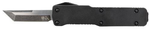 Templar Knife CABR221 Premium LW  Micro 1.85" OTF Tanto Plain Black Oxide Stonewashed D2 Steel Blade, 3.50" Black Aluminum Handle, California Legal