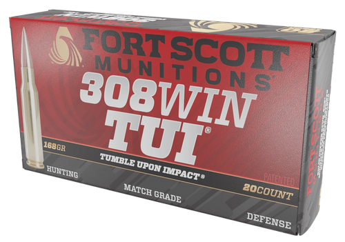 Fort Scott Munitions 308168SCV Tumble Upon Impact (TUI) Brush Hog 308Win 168gr Solid Copper Spun 20 Per Box/10 Case