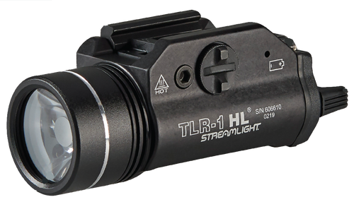 Streamlight 69889 TLR-1 HL Black Anodized Aluminum, 1,000 Lumens White LED Bulb, 283 Meters Beam, Picatinny Rail/Rail Clamp Mount