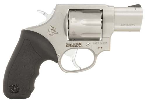 Taurus 2-817029 817  Medium 38 Special 7 Shot 2" Matte Stainless Steel Barrel, Cylinder & Frame, Black Rubber Grip, Exposed Hammer