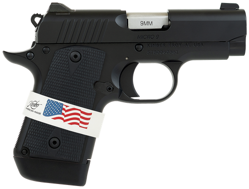 Kimber Mfg, Inc 3300244 Micro 9 Liberty Micro Frame 9mm Luger 7+1 3.15" Stainless Ramped Barrel, KimPro II Black Serrated Stainless Steel Slide, Kimpro II Black Aluminum Frame w/Beavertail