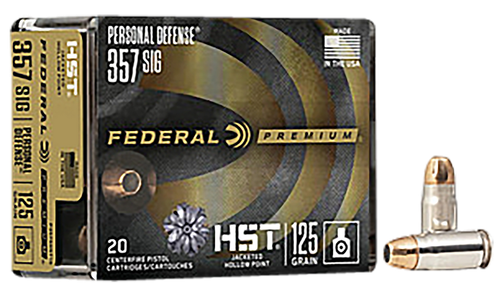 Federal P357SHST1S Premium Personal Defense 357Sig 125gr HST Jacketed Hollow Point 20 Per Box/10 Case