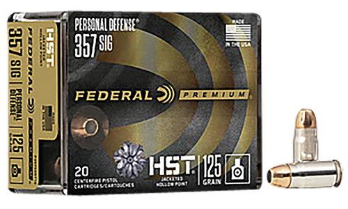 Federal P357SHST1S Premium Personal Defense 357Sig 125gr HST Jacketed Hollow Point 20 Per Box/10 Case
