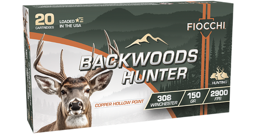 Fiocchi 308BHC Backwoods Hunter  308Win 150gr Copper Hollow Point 20 Per Box/10 Case