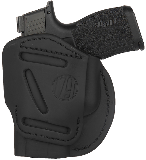 1791 Gunleather 4WH3SBLR 4-Way  IWB/OWB Size 03 Stealth Black Leather Belt Clip Compatible w/Glock 26/Ruger LC9/S&W M&P Shield/2.0 9/40 Right Hand