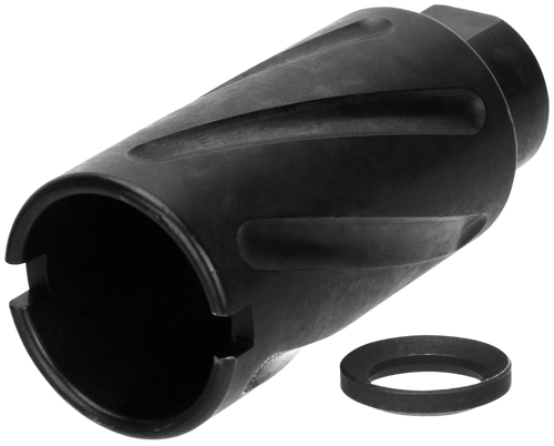TacFire MZ10079MMN Spiral Fluted Muzzle Brake Black Oxide Steel with 1/2"-36 tpi Threads, 2.60" OAL & 1.12" Diameter for 9mm Luger AR-Platform