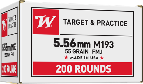 Winchester Ammo WM193200 USA M193 5.56x45mmNATO 55gr Full Metal Jacket 200 Per Bx/4 Case *Value Pack