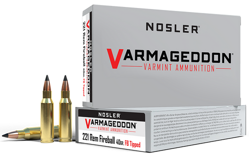 Nosler 65125 Varmageddon  221RemFireball 40gr Flat Base Tipped 20 Per Box/20 Case