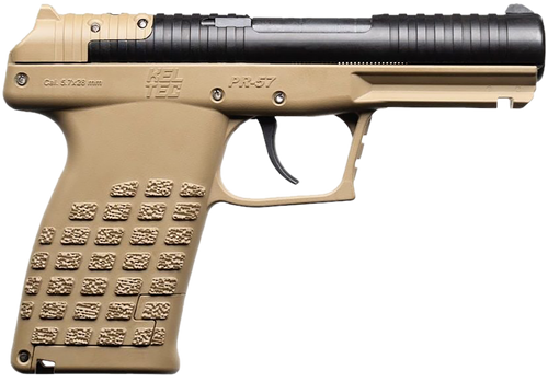 Kel-Tec PR57TAN PR57  Compact Frame 5.7x28mm 20+1 4" Black Steel Barrel, Tan Optic Ready/Serrated Slide, Tan Textured Grip