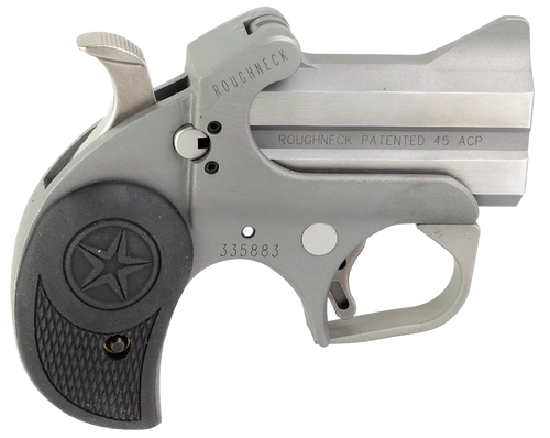 Bond Arms BARN Roughneck  45 ACP 2 Shot 2.50" Rough Matte Stainless Steel Barrel & Frame, Black Rubber Grips