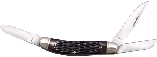Cold Steel CSFLGSTKMJ Gentleman's Stockman 2"/2.10"/2.50" Folding Clip/Sheepsfoot/Spey Plain 8Cr13MoV SS Blade/Brown Jigged w/Polished Bolsters Bone Handle