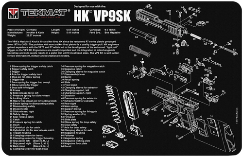 TekMat TEKR17HKVP9SK HK VP9SK Cleaning Mat Black/White Rubber 11"x17" HK VP9SK Parts Diagram