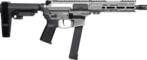 CMMG 99A520FTNG Banshee FE MkGs 9mm Luger 33+1 8" Black Nitride Threaded Barrel, M-LOK Handguard, Tungsten Cerakote Aluminum Receiver w/Picatinny Rail, Black Polymer CMMG RipBrace, CMMG Zeroed Grip