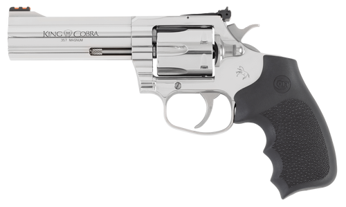 Colt Mfg KCOBRASB4RTS King Cobra Target 357 Mag 6rd Shot 4.25" Stainless Steel Barrel, Cylinder & Frame, Black Hogue Overmolded Grip, Exposed Hammer