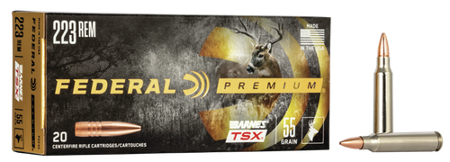 Federal P223S Premium  223Rem 55gr Barnes TSX 20 Per Box/10 Case