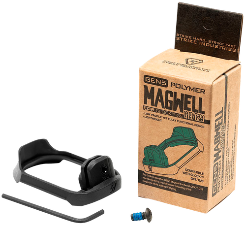 Strike Industries G5MAGWELL19 Flared Magwell  9mm Luger/40 S&W Compatible w/Glock 19/23 Gen5, Black Polymer