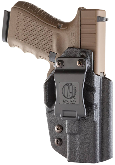 1791 Gunleather TACIWBGLOCKBLKR Tactical Kydex  IWB Black Kydex Belt Clip Compatible w/Glock Right Hand
