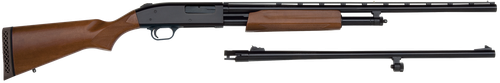 Mossberg 54282 500 Combo Full Size 20 Gauge Pump 3" 5+1 Blued 26" Slugster/24" Fully-Rifled Barrels, Blued Steel Receiver, Fixed Wood Stock, Right Hand, Fully Rifled Bore Barrel