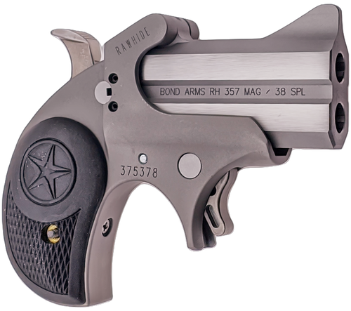 Bond Arms BARHR Rawhide  38 Special/357 Mag 2 Shot 2.50" Rough Matte Stainless Steel Barrel & Frame, Black Rubber Grips