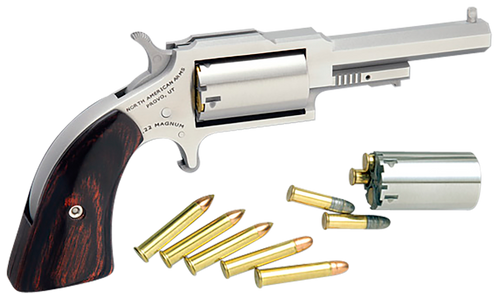 North American Arms 1860250C 1860 Sheriff 22 LR/22 WMR 5 Shot 2.50" Stainless Steel Barrel, Frame & Cylinder, Rosewood Boot Grip, Exposed Hammer