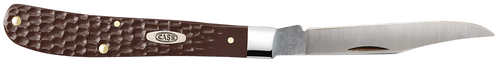Case 00135 Trapper Slimline 3.25" Folding Clip Point Plain Mirror Polished Tru-Sharp SS Blade, Brown Jigged Synthetic Handle