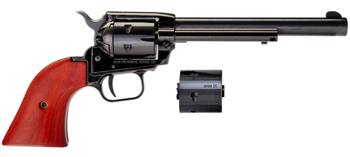 Heritage Mfg RR22MB6 Rough Rider  22 LR 22 WMR 6 Shot, 6.50" Black Steel Barrel, Black Zinc Alloy Frame, Black Cylinder, Cocobolo Grip, Hammer/Thumb Safety, Exposed Hammer