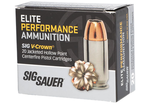 Sig Sauer E10MM20020 Elite Performance  10mmAuto 200gr V-Crown Jacketed Hollow Point 20 Per Box/10 Case