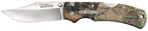 Cold Steel CS23JE Double Safe Hunter 3.50" Folding Clip Point Plain Satin 8Cr13MoV SS Blade/ Camo GFN Handle Includes Pocket Clip