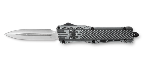 CobraTec Knives LSWCTK1LFAGNS CTK-1  Large 3.75" OTF Dagger Plain D2 Steel Blade/Stonewashed Aluminum Handle Features Glass Breaker Includes Pocket Clip
