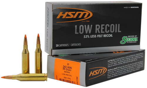 HSM 24318N Low Recoil  243 Win 85 gr Orange Polymer Tip 20 Per Box/ 25 Case