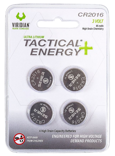 Viridian 3500013 CR2016 Lithium Battery Tactical Energy Silver 3.0 Volts 85 mAh (4) Single Pack