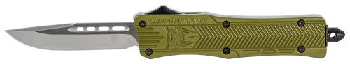 CobraTec Knives SODCTK1SDNS CTK-1  Small 2.75" OTF Drop Point Plain D2 Steel Blade/OD Green Aluminum Handle Features Glass Breaker Includes Pocket Clip