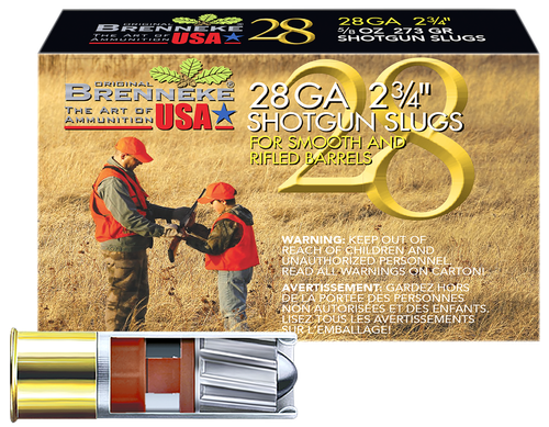 Brenneke SL282BR Brenneke 28  28Gauge 2.75" 5/8oz Slug Shot 5 Per Box/50 Case