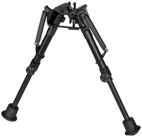 Harris Bipods 1A2-BR2 Non-Swivel BR Swivel Stud, 6-9", Black Steel/Aluminum, Self Leveling Legs, Rubber Feet (No Sling Stud Provision)