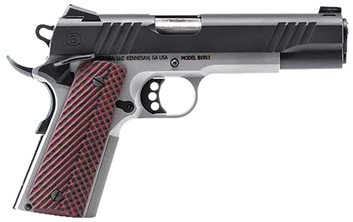 Bersa B19117050BMBC B1911  Full Size Frame 45 ACP 8+1 5" Stainless Steel Barrel, Stainless Serrated Steel Slide, Black Stainless Steel Frame w/Beavertail, Rosewood Grip, Ambidextrous