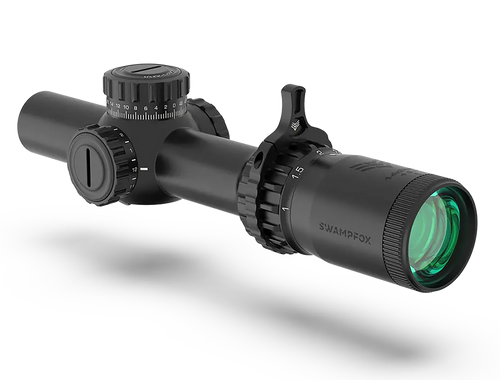 Swampfox Optics THK16241RF Tomahawk II  Black 1-6x 24mm 30mm Tube Bright Fiber Optic Red Reticle