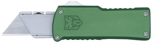 CobraTec Knives CTOTFUTODG Utility  OTF Plain Aluminum Blade, 3.38" OD Green Aluminum Handle