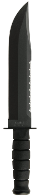 Ka-Bar 2211 Big Brother  9.38" Fixed Top Serrated/Bottom Straight Plain Black 1095 Cro-Van Blade, Black Kraton G Handle, Includes Sheath
