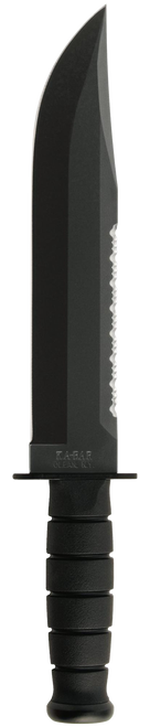 Ka-Bar 2211 Big Brother  9.38" Fixed Top Serrated/Bottom Straight Plain Black 1095 Cro-Van Blade, Black Kraton G Handle, Includes Sheath