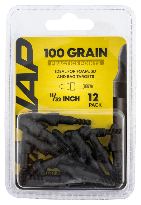 NAP NAP60P3DP1132 3D Practice Points Field Tips Fixed 100 GR Black/ 12 Pack