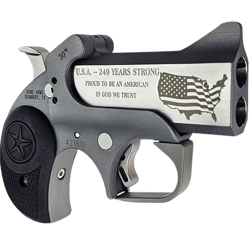 Bond Arms BA30TH-45LC/410 30th XL  45 Colt (Long Colt)/410 Gauge 2 Shot 3" Engraved Matte Stainless Steel Barrel, Rough Matte Stainless Steel Frame, Black Nylon Grips
