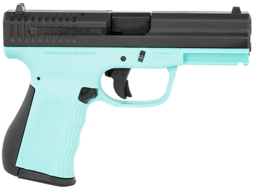 FMK G9C1G2TBSS 9C1 G2 9mm Luger 14+1 4" Black Stainless Steel Barrel, Black Serrated Carbon Steel Slide, Blue Jay Polymer Frame w/Picatinny Rail, Black Backstrap Grip