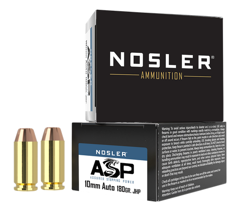 Nosler 51400 Assured Stopping Power Handgun 10mmAuto 180gr Jacketed Hollow Point 20 Per Box/20 Case